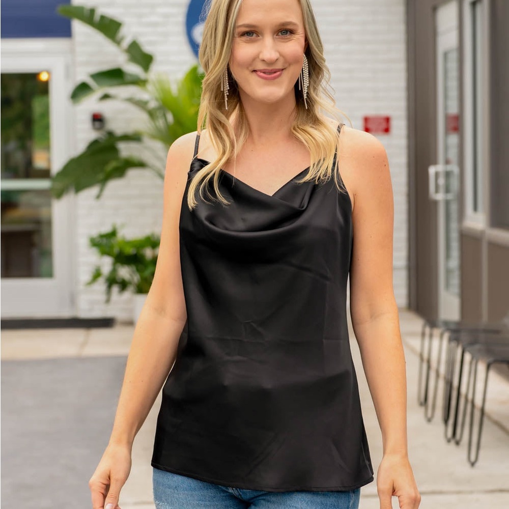 Banana Republic Black Asymmetrical Camisole Top